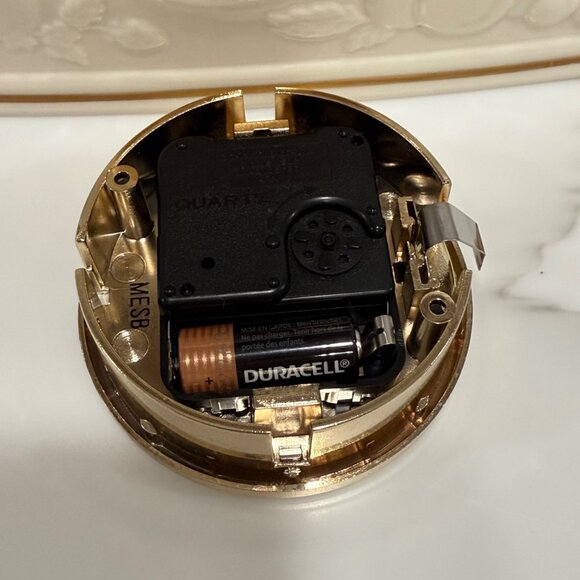 VTG Lenox Fruits of Life Mantel Clock Embossed 24K Gold Trim WORKING - Picture 8 of 12